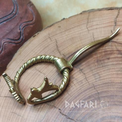 KURSU DRAGON - REPLIKA Kuron Brosche, Wikinger Schnalle für Mantel, Voluten mit Drachenkopf