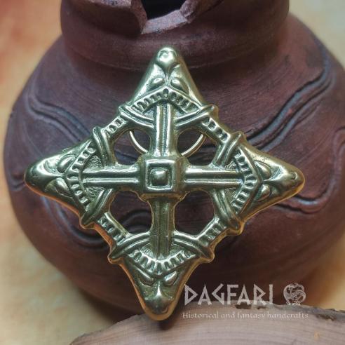 VIKING MAN - Dračí spona - replika ozdobné hranaté brože ve stylu Borre