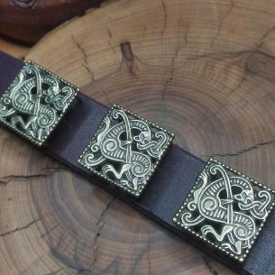 VIKING DRAGON - Replika ozdob opasku raný středověk - opaskové ozdobné kování na řemen, dračí motiv