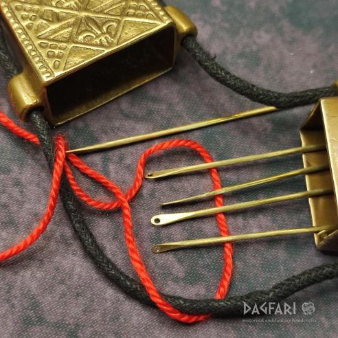 Brass NEEDLE CASE Fleur-de-lis - metal SEWING PIN BOX case for needles and pins, High Middle Ages replica