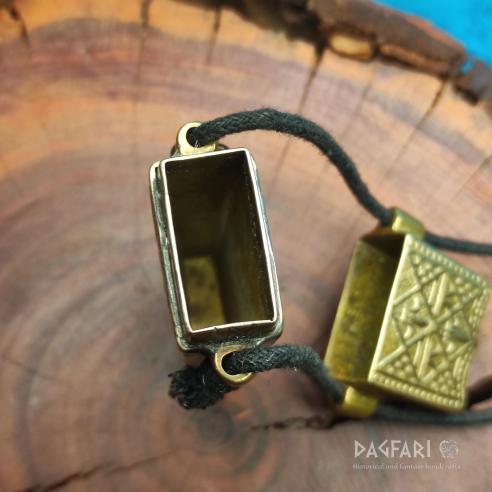 Brass NEEDLE CASE Fleur-de-lis - metal SEWING PIN BOX case for needles and pins, High Middle Ages replica