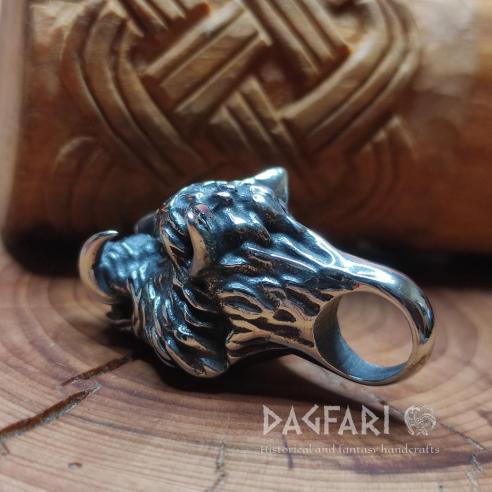 Amulet pig HOGFATHER - talisman boar head with tusks and trident