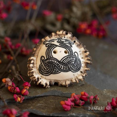 Parohový knoflík Dva draci z Jellingu, černá