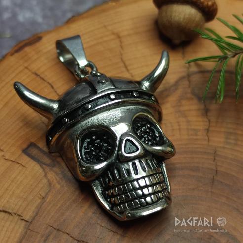 Pendant EUROVIKING - steel skull with horned helmet, helmet with horns