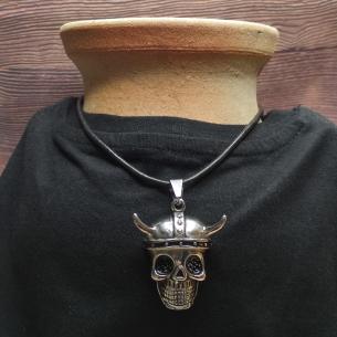 Pendant EUROVIKING - steel skull with horned helmet, helmet with horns 2