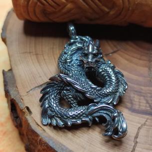 CHINESE DRAGON - double-sided decorated pendant with fire dragon 2