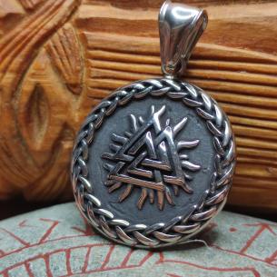 Talisman double-sided ODIN MIT RABEN UND VALKNUT - Edelstahl 2
