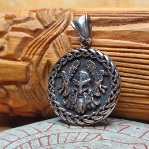 Double-sided talisman ODIN WITH RAVENS AND VALKNUT - surgical steel