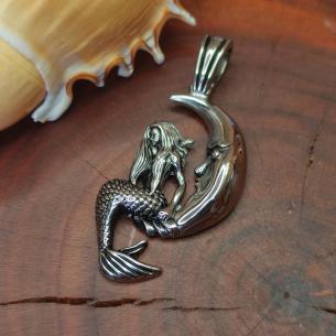 ARIEL and MOON - Protective talisman with a beautiful mermaid sitting on the moon 2
