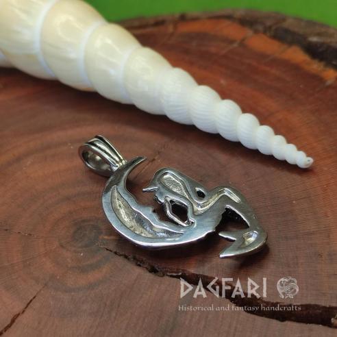 ARIEL and MOON - Protective talisman with a beautiful mermaid sitting on the moon