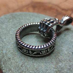 SKELETON's HAND holding a ring - pendant movable neck ring