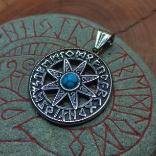 RUNOVÝ KOMPAS - osmistranná růžice, futhark a tyrkenit - kámen cestovatelů
