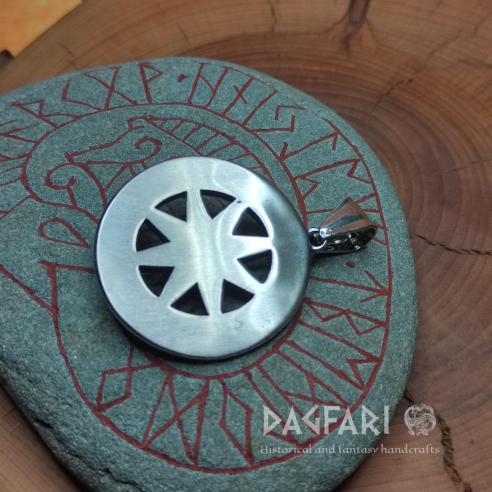 RUNE COMPASS - eight-sided rose, futhark and turquoise - travellers stone