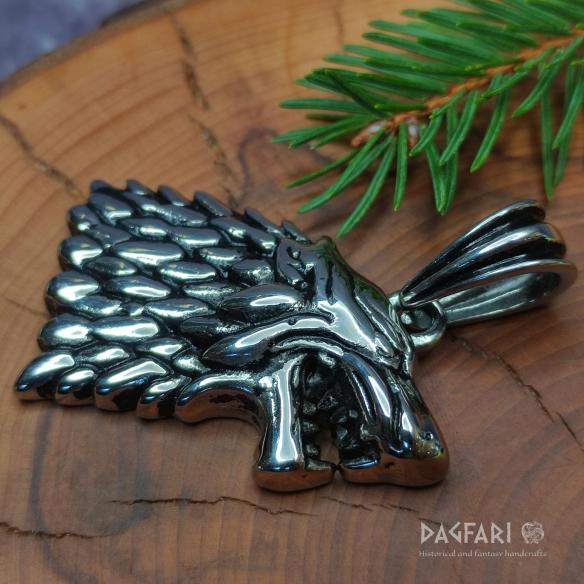 Pendant WINTER IS COMING - wild wolf in Game of Thrones style