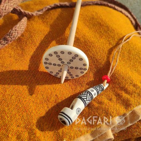 REPLIK viking age - Spindel Birka - Geweih - graviertes Dekor mit Ringen