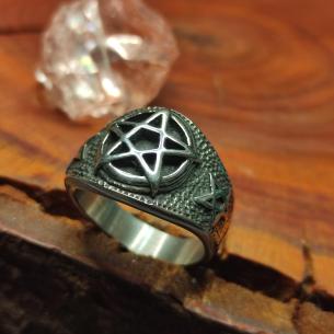 Ring PENTAGRAM 3 MAGISCHE STERNE aus Edelstahl