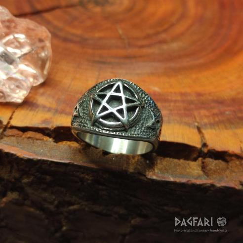 Ring PENTAGRAM 3 MAGISCHE STERNE aus Edelstahl