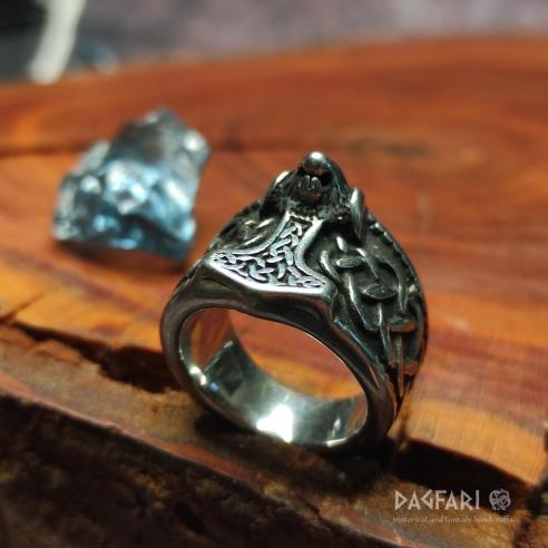 THOR's Hammer and Viking braid - beautiful unisex steel ring