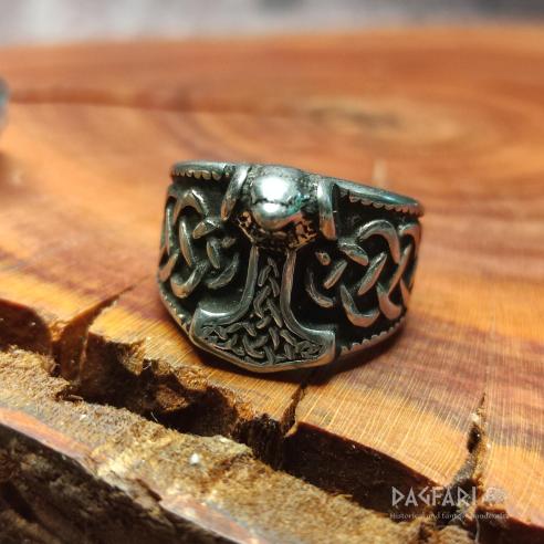 THOR's Hammer and Viking braid - beautiful unisex steel ring