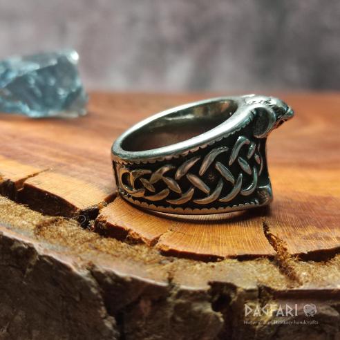 THOR's Hammer and Viking braid - beautiful unisex steel ring