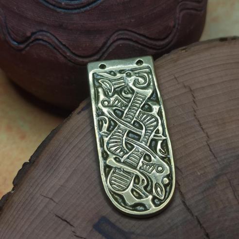 Reich verzierte Drachen-Gürtelschlaufe JELLING VIKING mit frühmittelalterlichen Ornamenten