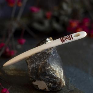 WYRD Jehla NAALBINDING z jeleního parohu, ručně vyrobená, historické pletení 2