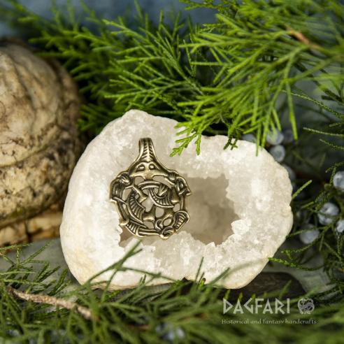 VIKING Medallion Gripping Beast Pendant Norway - Skeimo, England - Norfolk, BORRE STYLE - brass