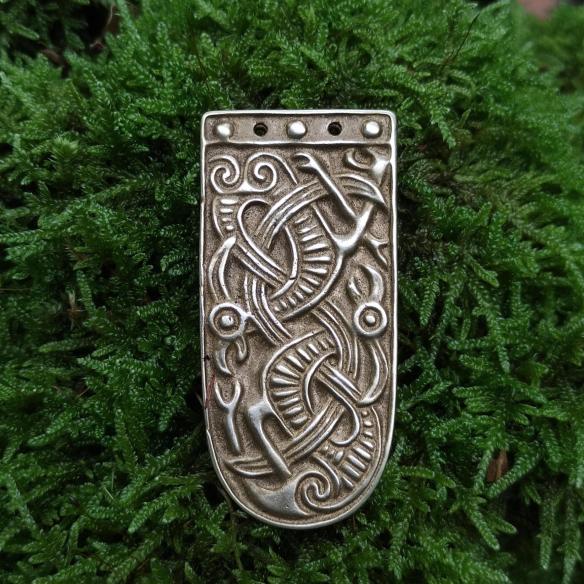 Breite verzierte zoomorphische Gürtelschnalle VIKING BIRDS mit frühmittelalterlichem Ornament