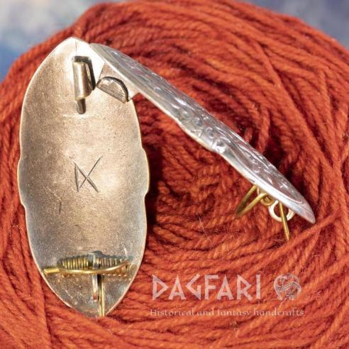 Brož vikinská Birka, hrob 501, Švédsko - postříbřená - 1 kus