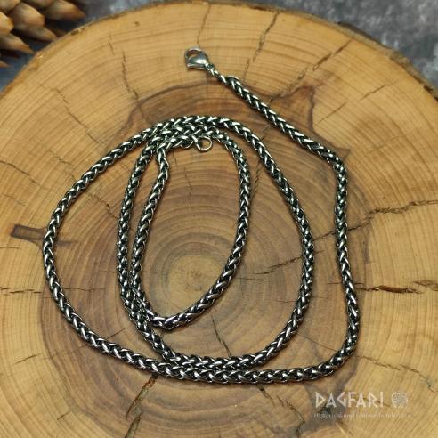 Černěný VIKING KNIT - masivní pletený řetízek z nerezové oceli, 4 mm