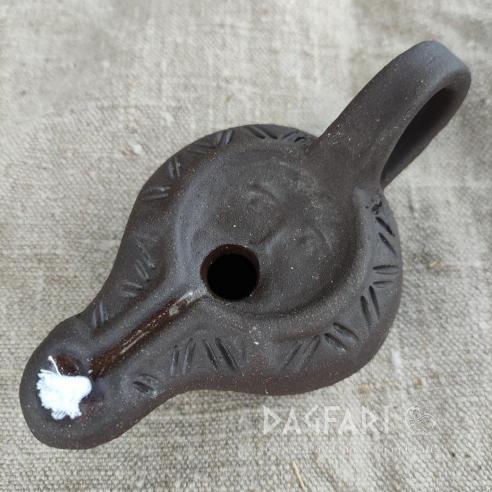 VULCANUS Handgefertigte keramische „römische” Öllampe (auch mit Gesicht)