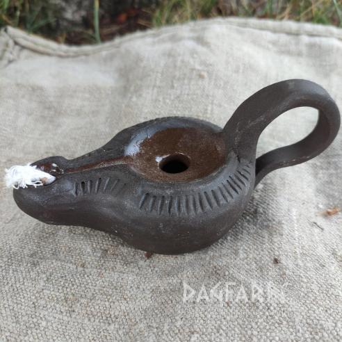 VULCANUS Handmade ceramic “Roman” oil lamp (with face)