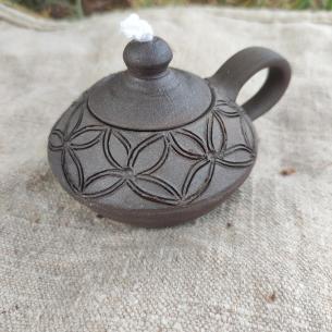 HÉSTIA Handmade ceramic oil lamp, decorated, with wick 2