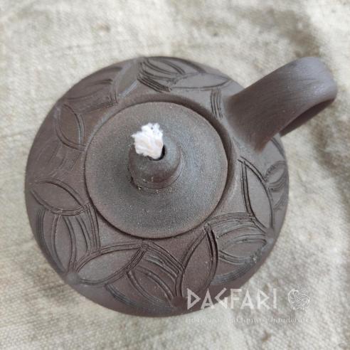 HÉSTIA Handmade ceramic oil lamp, decorated, with wick