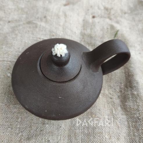 HÉSTIA Handmade ceramic oil lamp, decorated, with wick