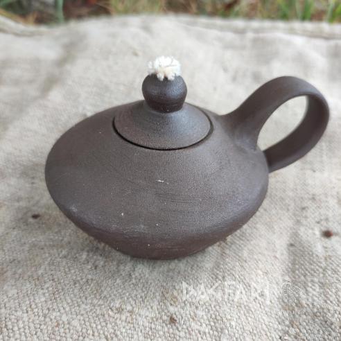 HÉSTIA Handgefertigte Keramik-Öllampe, verziert, mit Docht