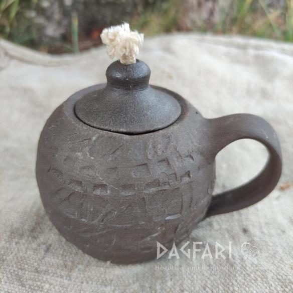 SVAROŽIC Keramická kulatá ručně vyrobená lampa na olej, originální zdobení