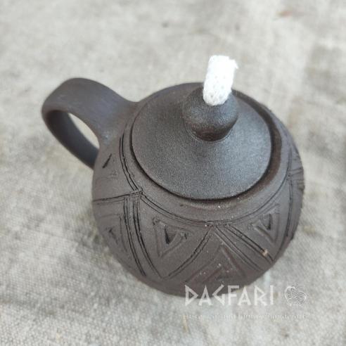 SVAROŽIC Keramická kulatá ručně vyrobená lampa na olej, originální zdobení