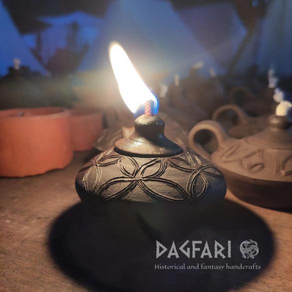 SVAROŽIC Keramická kulatá ručně vyrobená lampa na olej, originální zdobení