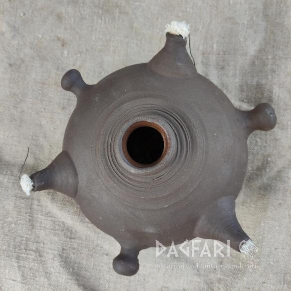 PROMÉTHEUS Keramická ručně vyrobená lampa velká, zdobená, 3 knoty + dráty