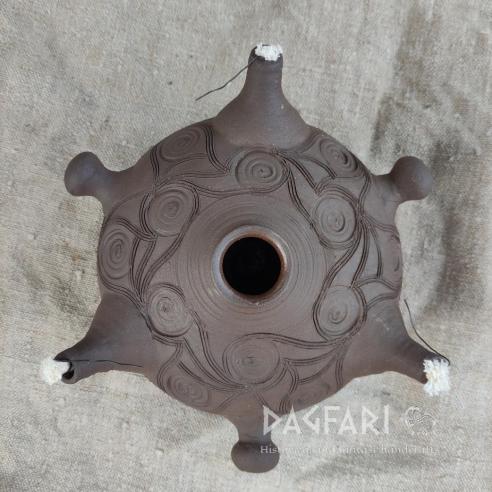 PROMÉTHEUS Large handmade ceramic lamp, decorated, 3 wicks + hanging wires