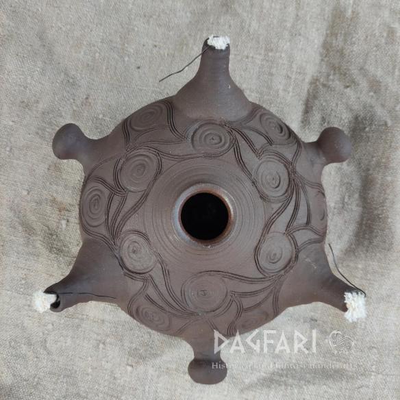 PROMÉTHEUS Large handmade ceramic lamp, decorated, 3 wicks + hanging wires