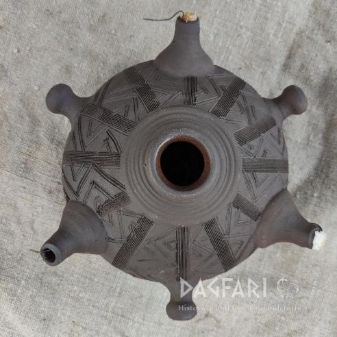 PROMÉTHEUS Large handmade ceramic lamp, decorated, 3 wicks + hanging wires