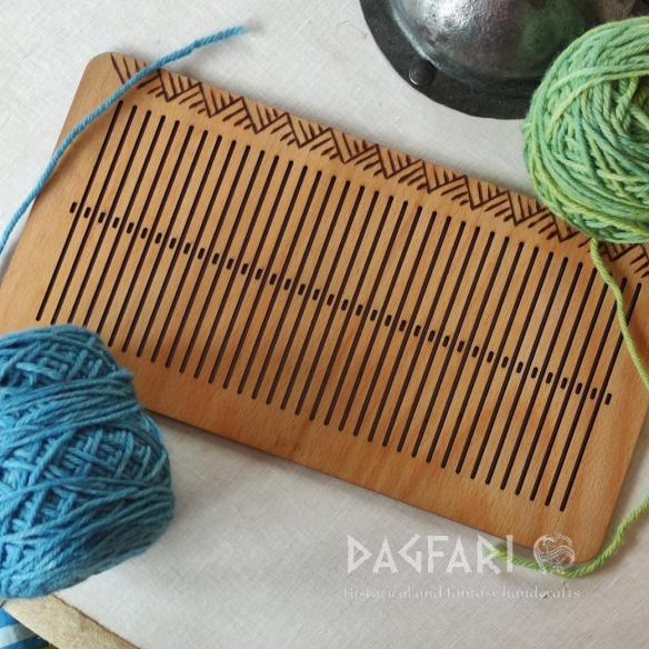 TAPE LOOM Historical craft, EXTRA LONG WOODEN ORIGINALLY DECORATED WEAVING COMB LOOM, 38 holes