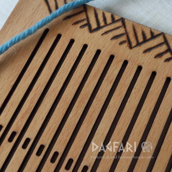 TAPE LOOM Historical craft, EXTRA LONG WOODEN ORIGINALLY DECORATED WEAVING COMB LOOM, 38 holes
