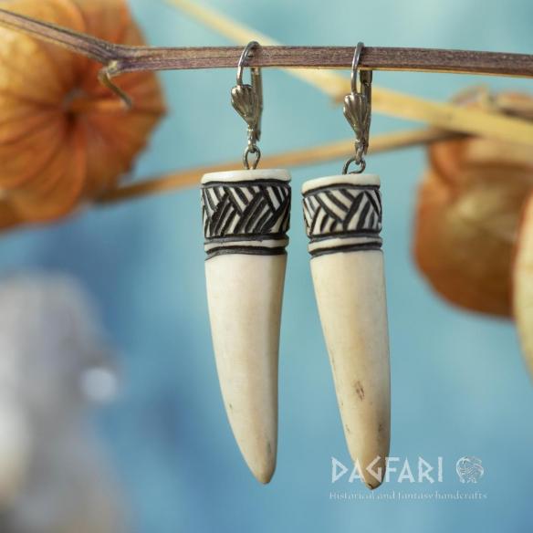 Earrings - deer antler, Tree - black