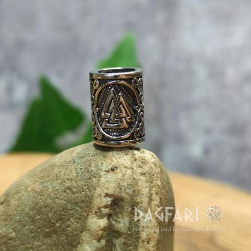 VALKNUT – Edelstahlperle für Bart und Haare, Wikingersymbol Odins Knoten