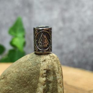 VALKNUT - nerezový korálek do vousů a vlasů, viking Odinův uzel 2