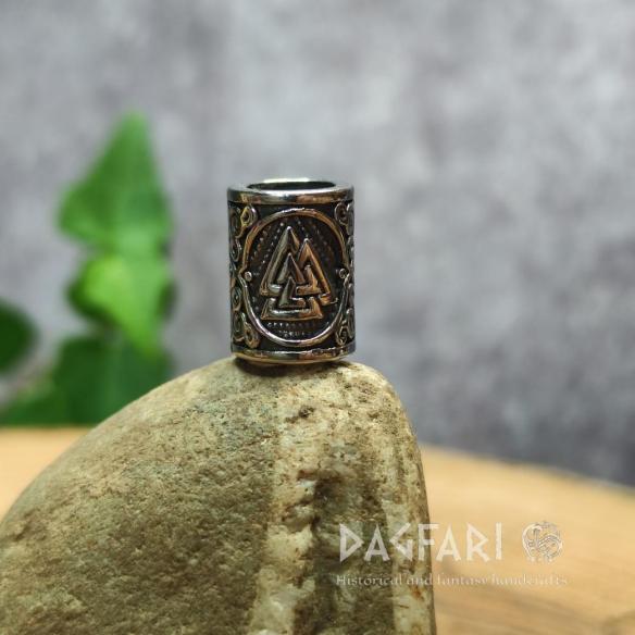 VALKNUT – Edelstahlperle für Bart und Haare, Wikingersymbol Odins Knoten