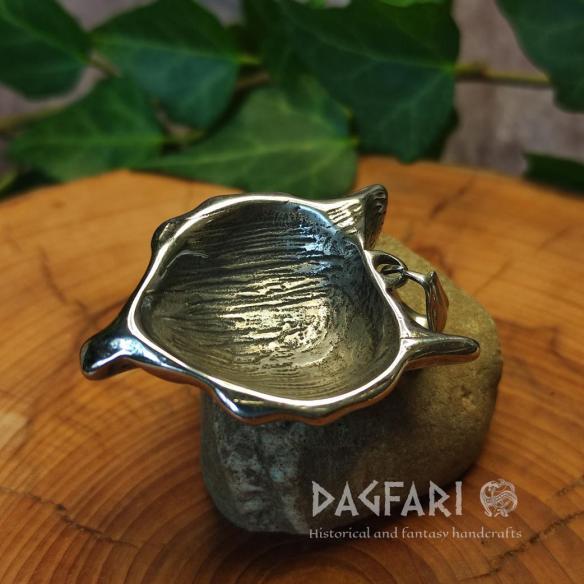 IRON FOX steel pendant - wise fox amulet, gilded contours